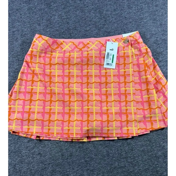 Puma Pants - Puma x Dua Lipa Pink Plaid Wrap Skort Golf Tennis Skirt Womens Large